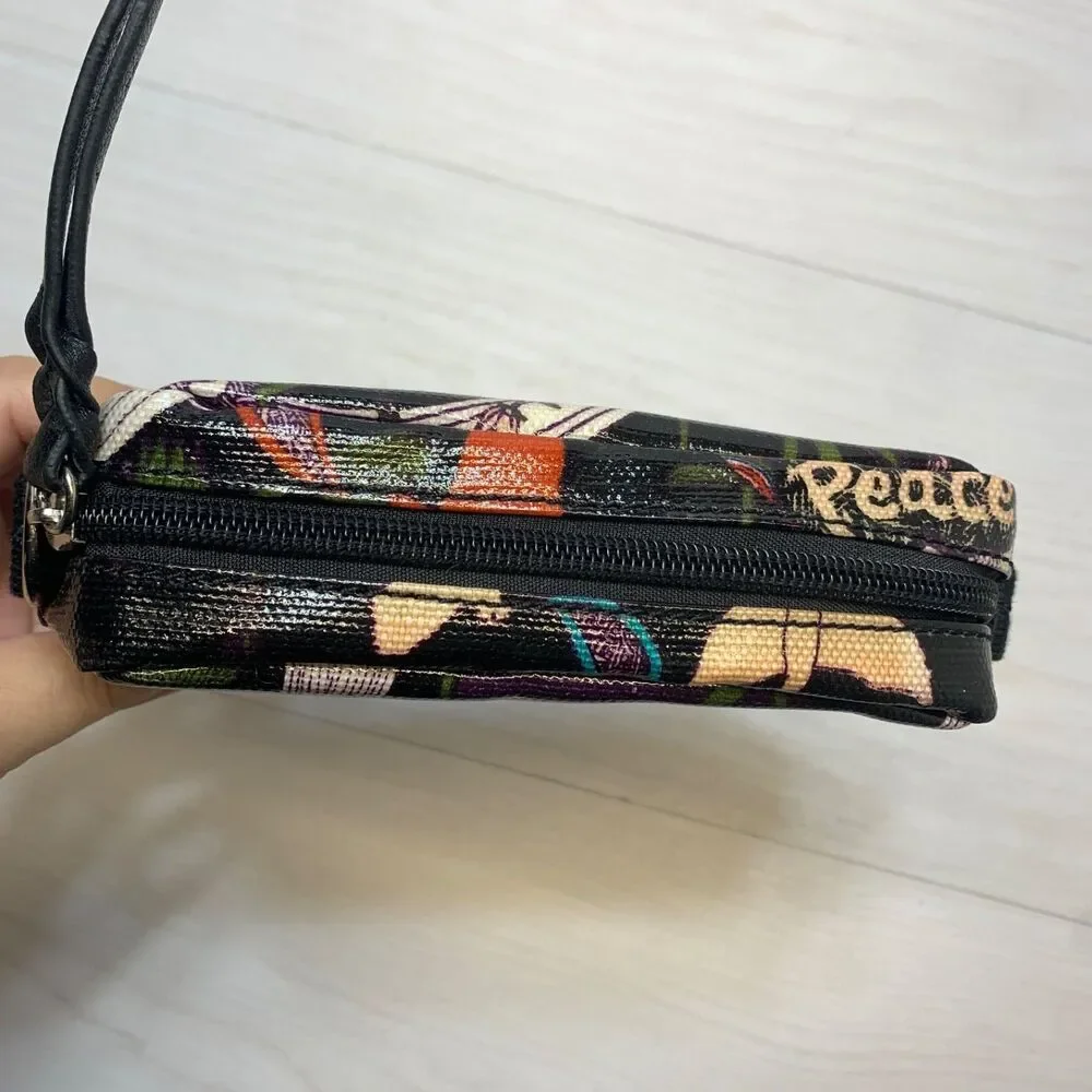 SAKROOTS Travel Cosmetic Bag‎ Make-up zipper Black River Peace Coated Canvas
